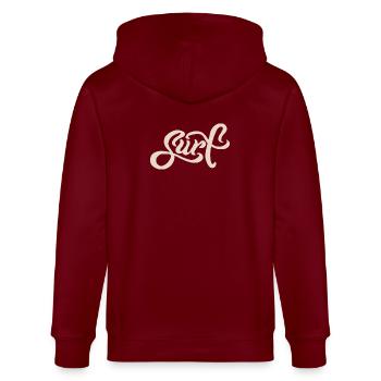 Surf Lettering - Stanley/Stella Unisex Bio-Kapuzenjacke CULTIVATOR  - Burgunderrot - Hinten - Anna (173cm)