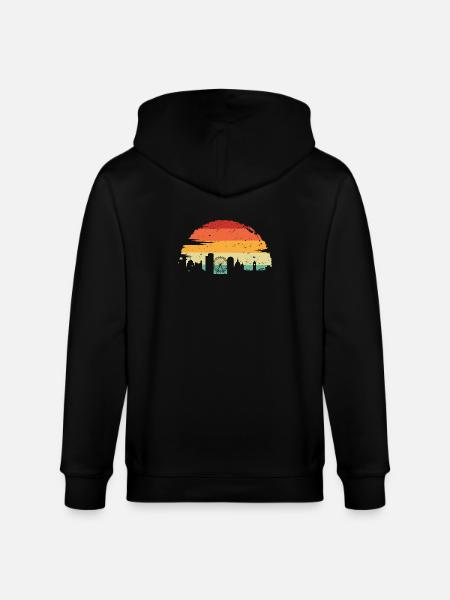 Sunset City Skyline Silhouette - Stanley/Stella Unisex Bio-Kapuzenjacke CULTIVATOR  - Schwarz