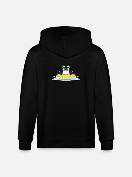 Penguin Swimming Swim Ring Summer - Stanley/Stella CULTIVATOR Unisex Organic Hooded Jacket - black