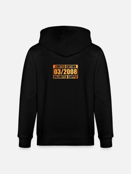 18th Birthday Limited Edition - ꝏ Supply 03/2008 - Stanley/Stella CULTIVATOR Unisex Organic Hooded Jacket - black
