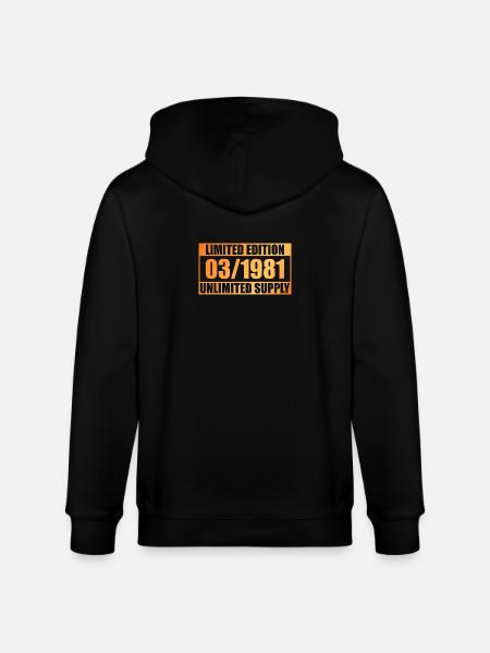 45th Anniversary Limited Edition - ꝏ Supply 03/1981 - Stanley/Stella CULTIVATOR  Unisex Organic Hooded Jacket - black