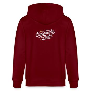 Superheldin In Zivil Superhero Superhelden Kostüm - Stanley/Stella Unisex Bio-Kapuzenjacke CULTIVATOR  - Burgunderrot - Hinten - Anna (173cm)