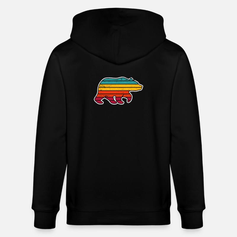 Rainbow Stripe Bear Silhouette - Stanley/Stella CULTIVATOR  Unisex Organic Hooded Jacket - black