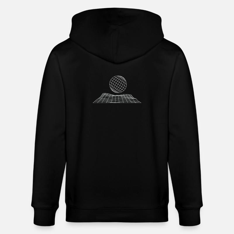 Futuristic Grid Globe Design - Stanley/Stella CULTIVATOR  Unisex Organic Hooded Jacket - black
