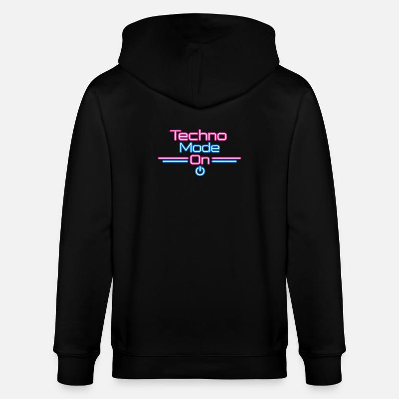 Techno Mode Neon On - Stanley/Stella CULTIVATOR  Unisex Organic Hooded Jacket - black