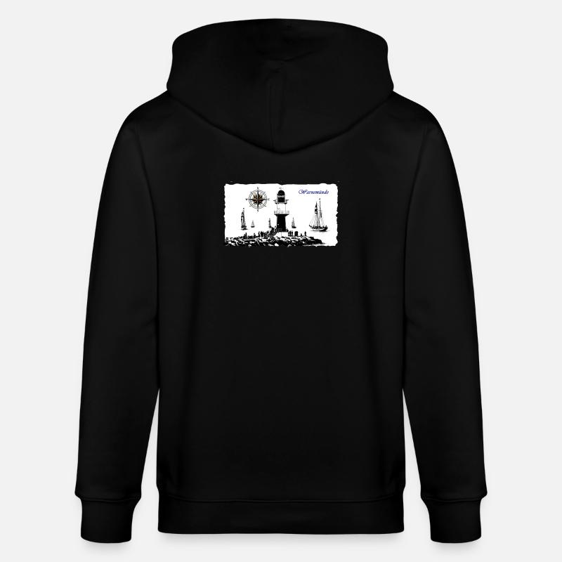 Warnemünde Leuchtturm Kompass Edition - Stanley/Stella Unisex Bio-Kapuzenjacke CULTIVATOR  - Schwarz