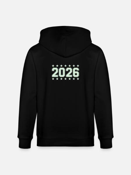 2026 Retro Block Font with Stars - Stanley/Stella CULTIVATOR Unisex Organic Hooded Jacket - black