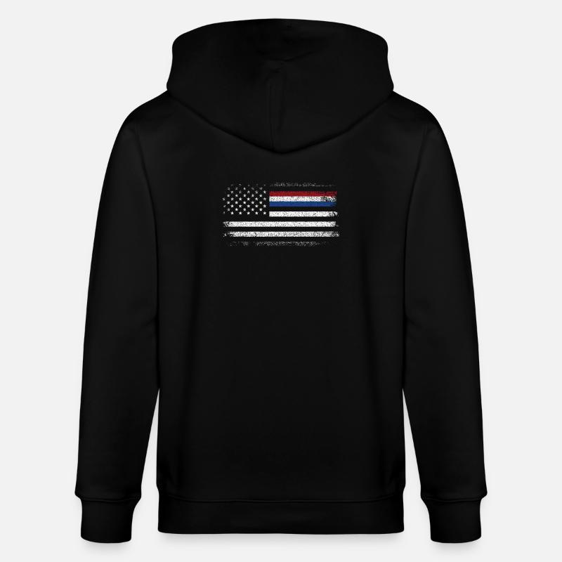 Drapeau américain robuste avec accent bleu - Veste à capuche bio CULTIVATOR Stanley/Stella Unisexe - noir