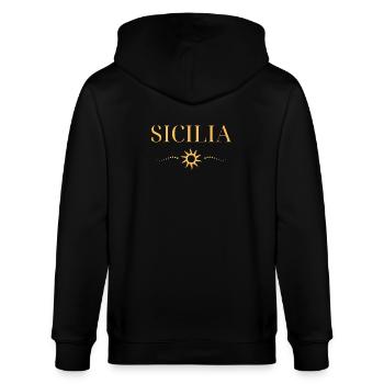 Soleil sicilien motif côtier - Veste à capuche bio CULTIVATOR Stanley/Stella Unisexe - noir - Dos - Anna (173cm)