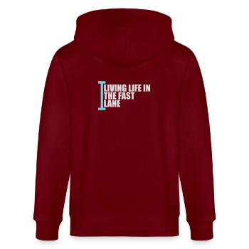 Life In The Fast Lane Schwimmer Lustig Pool Spruch - Stanley/Stella Unisex Bio-Kapuzenjacke CULTIVATOR  - Burgunderrot - Hinten - Anna (173cm)