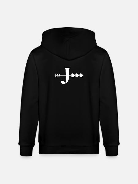 Letter j arrow heart - Stanley/Stella CULTIVATOR Unisex Organic Hooded Jacket - black