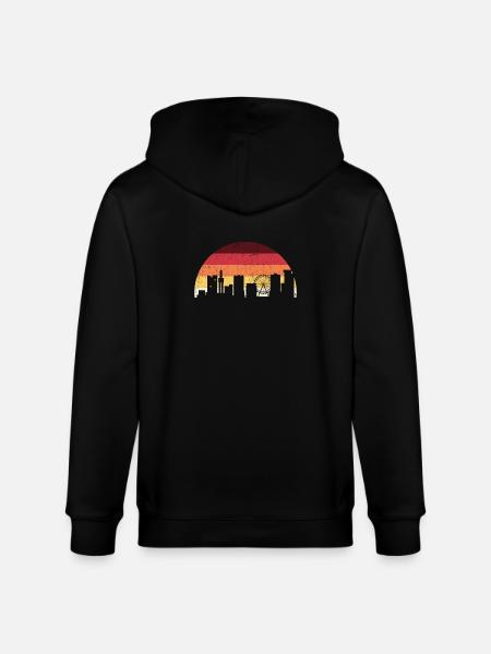 Sunset Skyline with Ferris Wheel - Stanley/Stella CULTIVATOR Unisex Organic Hooded Jacket - black