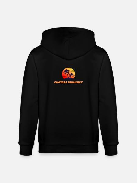 Endless Summer – Sunset & Palm Trees - Stanley/Stella CULTIVATOR Unisex Organic Hooded Jacket - black