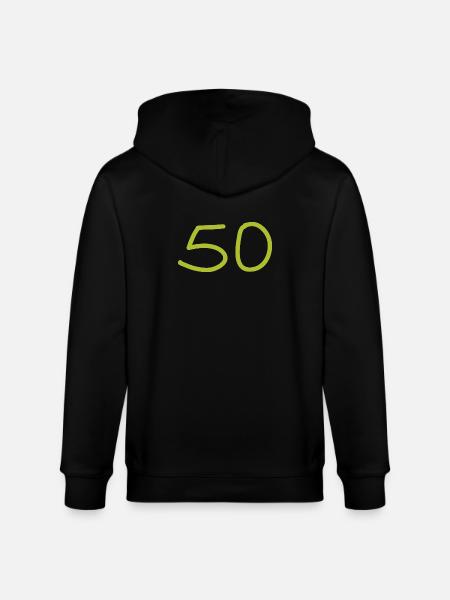 50th birthday fifty number green - Stanley/Stella CULTIVATOR Unisex Organic Hooded Jacket - black