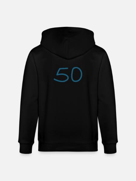 50th birthday fifty blue number - Stanley/Stella CULTIVATOR Unisex Organic Hooded Jacket - black