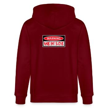 Avertissement Rage Appât Attention Zone Panneau Amusant Avertissement - Veste à capuche bio CULTIVATOR Stanley/Stella Unisexe - bordeaux - Dos - Anna (173cm)