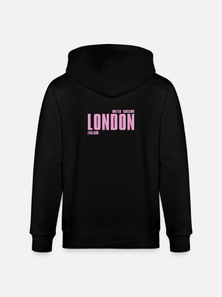 London Pink Bold Typography - Stanley/Stella CULTIVATOR Unisex Organic Hooded Jacket - black
