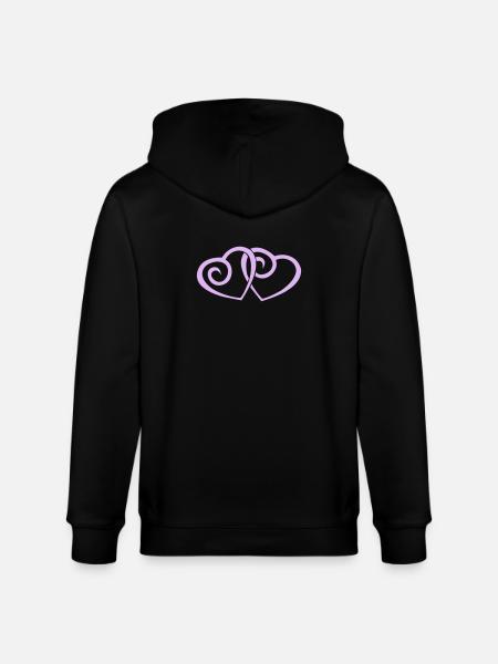 Double Hearts in Love Line Art - Stanley/Stella CULTIVATOR Unisex Organic Hooded Jacket - black