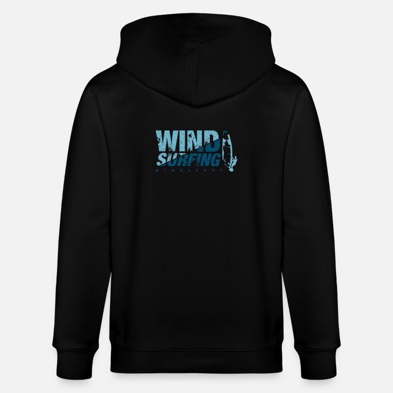 WINDSURFING BLEU Windsurfen - Stanley/Stella Unisex Bio-Kapuzenjacke CULTIVATOR  - Schwarz