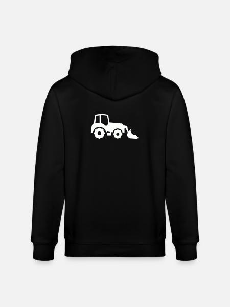 Tractor Silhouette Front End Loader - Stanley/Stella CULTIVATOR Unisex Organic Hooded Jacket - black