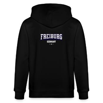 Freiburg Germany College Design - Stanley/Stella Unisex Bio-Kapuzenjacke CULTIVATOR  - Schwarz - Hinten - Anna (173cm)