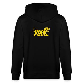 Design des lettres Lion Roar - Veste à capuche bio CULTIVATOR Stanley/Stella Unisexe - noir - Dos - Anna (173cm)