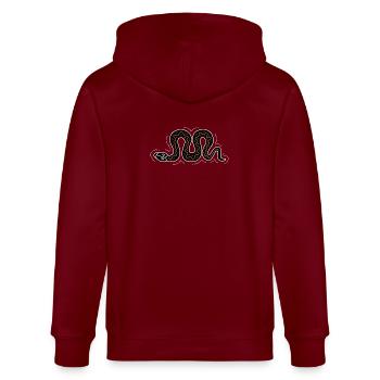 snake - Stanley/Stella Unisex Bio-Kapuzenjacke CULTIVATOR  - Burgunderrot - Hinten - Anna (173cm)