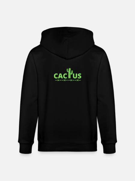 cactus, humorous cactus - Stanley/Stella CULTIVATOR  Unisex Organic Hooded Jacket - black