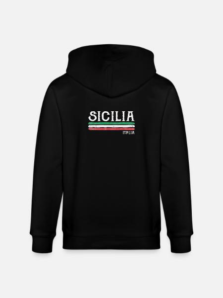 Sicilia Italia Distressed Flag - Stanley/Stella CULTIVATOR Unisex Organic Hooded Jacket - black