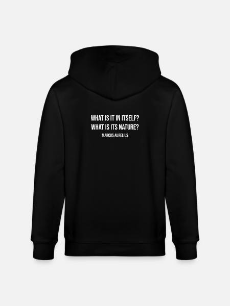 Marcus Aurelius Quote on Self Inquiry - Stanley/Stella CULTIVATOR Unisex Organic Hooded Jacket - black