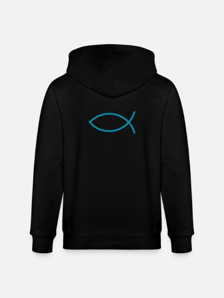 Jesus fish Ichthys fish fish - Stanley/Stella CULTIVATOR  Unisex Organic Hooded Jacket - black
