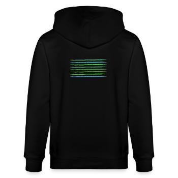 green frayed strokes horizontally - Stanley/Stella CULTIVATOR  Unisex Organic Hooded Jacket - black - Back - Anna (173cm)