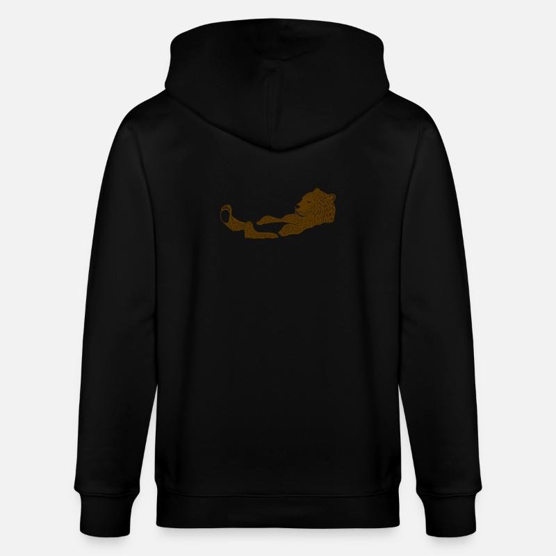 Löwe Entspannung Silhouette Design - Stanley/Stella Unisex Bio-Kapuzenjacke CULTIVATOR  - Schwarz
