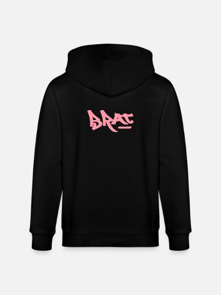 Pink Brat logo text as graffiti - Stanley/Stella CULTIVATOR Unisex Organic Hooded Jacket - black