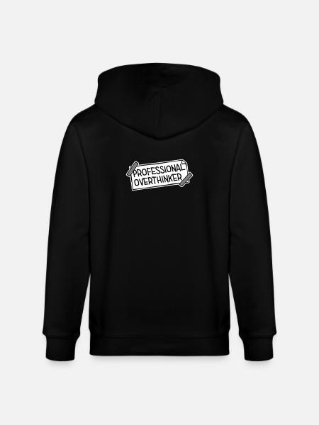 Professional Overthinker Funny Brooding Anxiety Logo - Stanley/Stella CULTIVATOR Unisex Organic Hooded Jacket - black