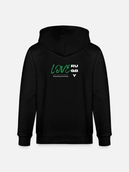 Love rugby green - Stanley/Stella CULTIVATOR Unisex Organic Hooded Jacket - black