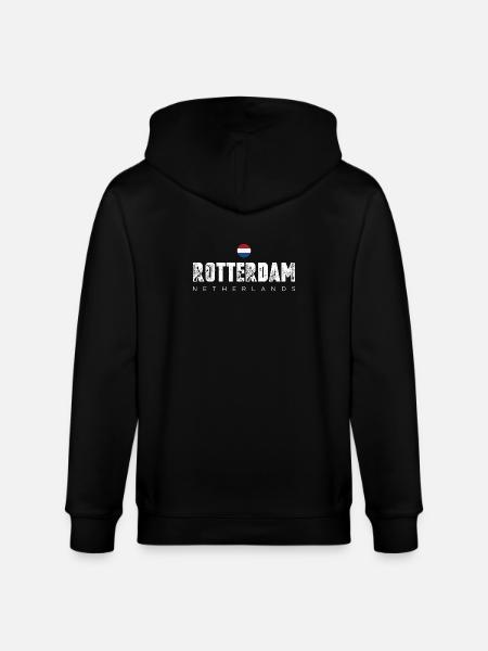 Rotterdam Bold City Emblem - Stanley/Stella CULTIVATOR Unisex Organic Hooded Jacket - black