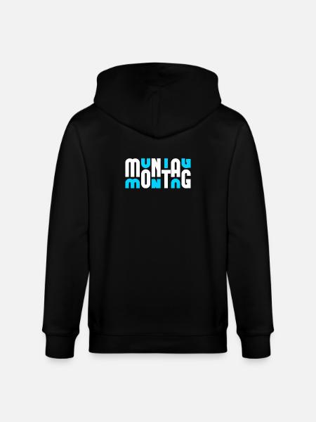 Motif Monday White/Cyan - Stanley/Stella CULTIVATOR Unisex Organic Hooded Jacket - black