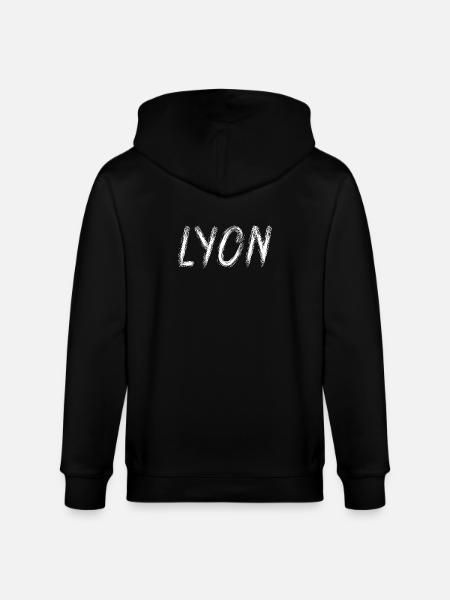 Lyon in brush letters - Stanley/Stella CULTIVATOR  Unisex Organic Hooded Jacket - black