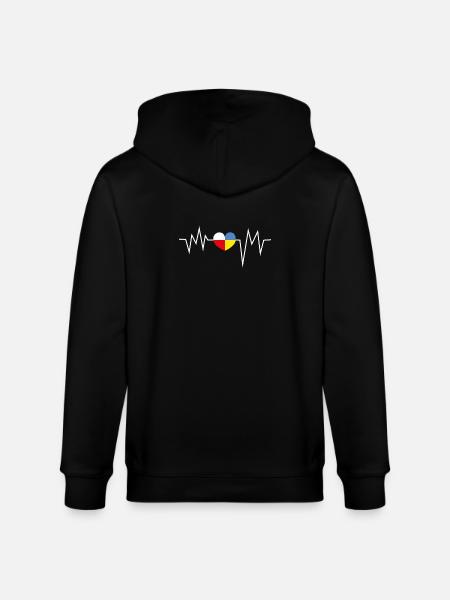Heartbeat Poland Ukraine - Stanley/Stella CULTIVATOR  Unisex Organic Hooded Jacket - black