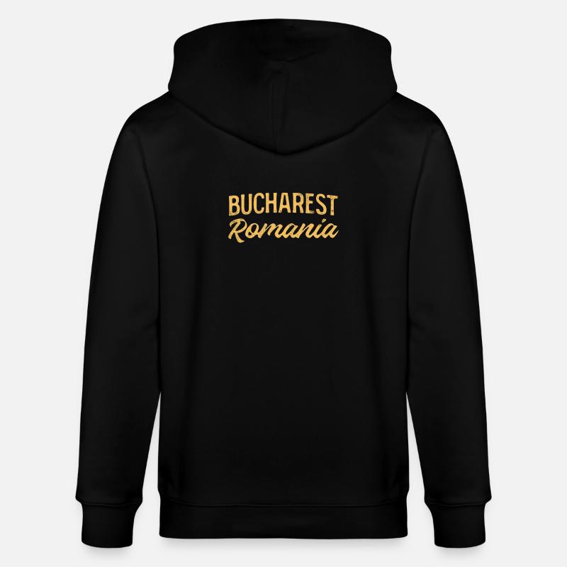 Lettrage rétro de Bucarest - Veste à capuche bio CULTIVATOR Stanley/Stella Unisexe - noir