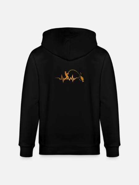 Angler Heartbeat ECG Fishing Pulse - Stanley/Stella CULTIVATOR  Unisex Organic Hooded Jacket - black