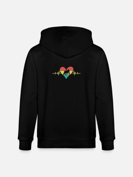 Monkey Heartbeat Heart Retro - Stanley/Stella CULTIVATOR Unisex Organic Hooded Jacket - black