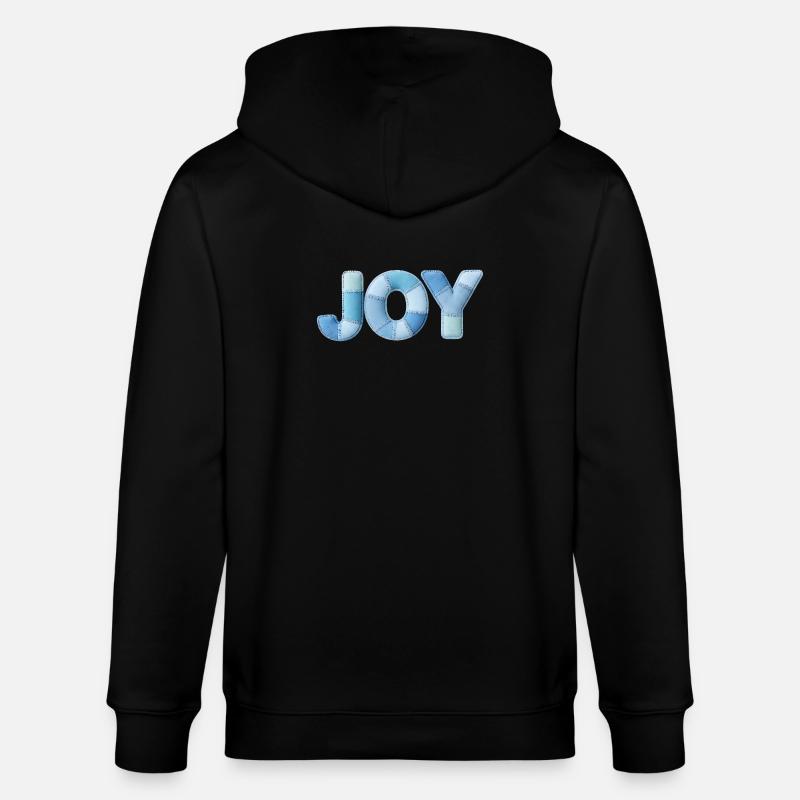 Lettrage Joyeuse en patchwork bleu - Veste à capuche bio CULTIVATOR Stanley/Stella Unisexe - noir