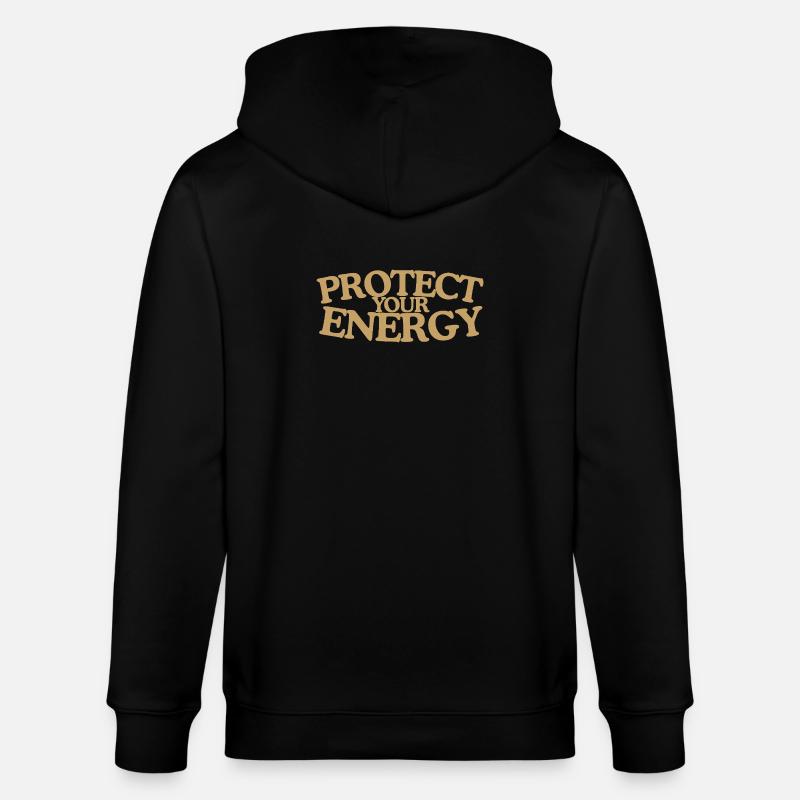 Protect your energy Retro Spruch Design - Stanley/Stella Unisex Bio-Kapuzenjacke CULTIVATOR  - Schwarz