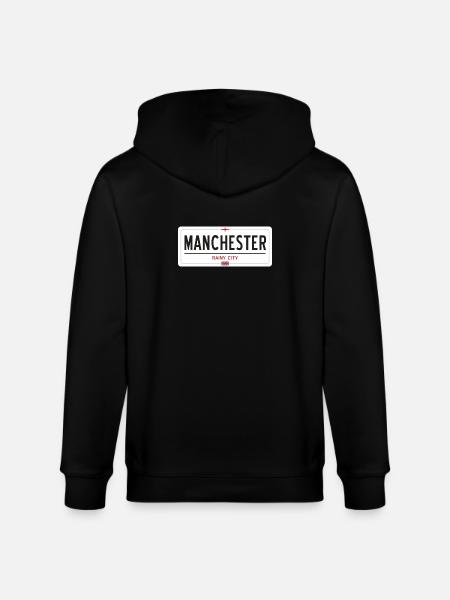Manchester town sign - Stanley/Stella CULTIVATOR Unisex Organic Hooded Jacket - black