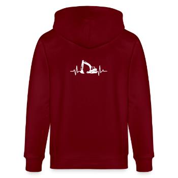 Bauprojekt Bagger Silhouette Design - Stanley/Stella Unisex Bio-Kapuzenjacke CULTIVATOR  - Burgunderrot - Hinten - Anna (173cm)