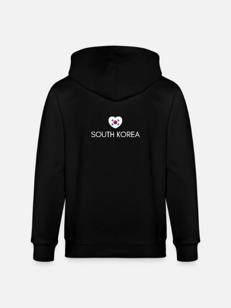 Heart with South Korean flag - Stanley/Stella CULTIVATOR Unisex Organic Hooded Jacket - black