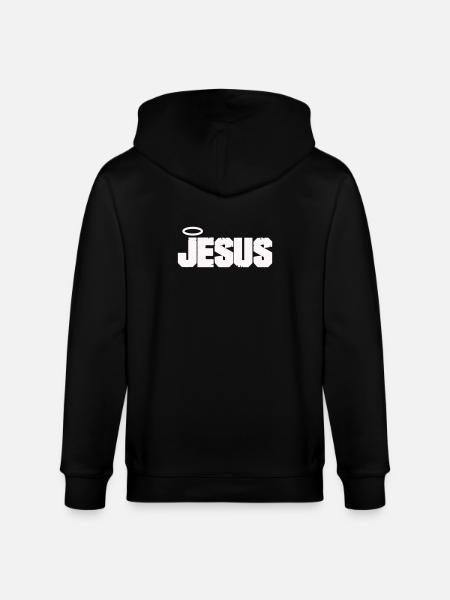 Jesus lettering with halo - Stanley/Stella CULTIVATOR  Unisex Organic Hooded Jacket - black