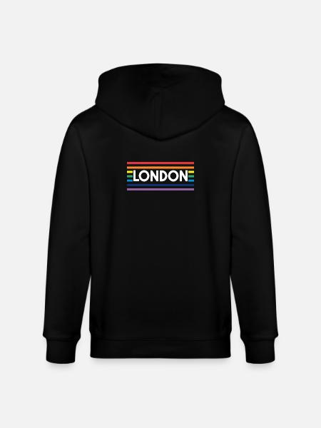 LONDON Urban Rainbow - Stanley/Stella CULTIVATOR  Unisex Organic Hooded Jacket - black